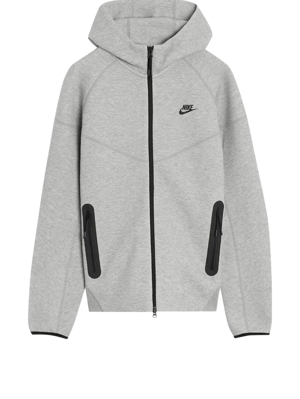 Nike Tech Light Grey Full-Zip Hooded Jacket with Black Accents